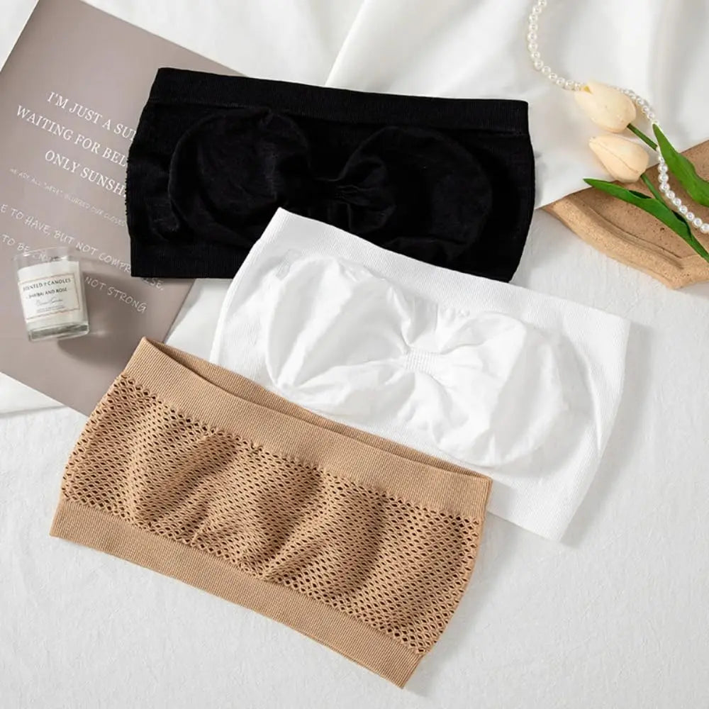 Women’s Strapless Seamless Tube Top Bra Anti-Slip Wireless Bandeau for Summer Outfit