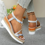 Fashion T-Strap Platform Sandals for Women New Mix Color Elastic Band Wedge Sandals Woman Summer Daily Open Toe Sandalias Female