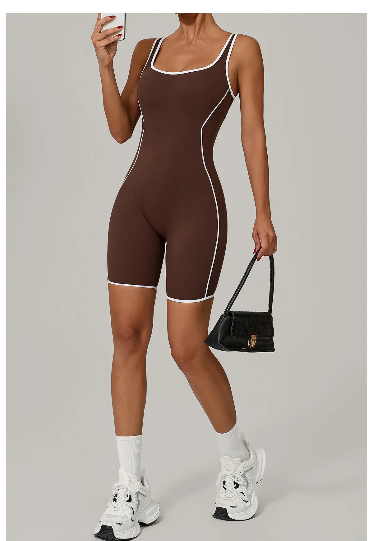 Sexy Sleeveless Backless Scrunch Yoga Jumpsuit Women Black Contrast Hollow One Piece Sports Suit Tight Fitness Sports Overalls