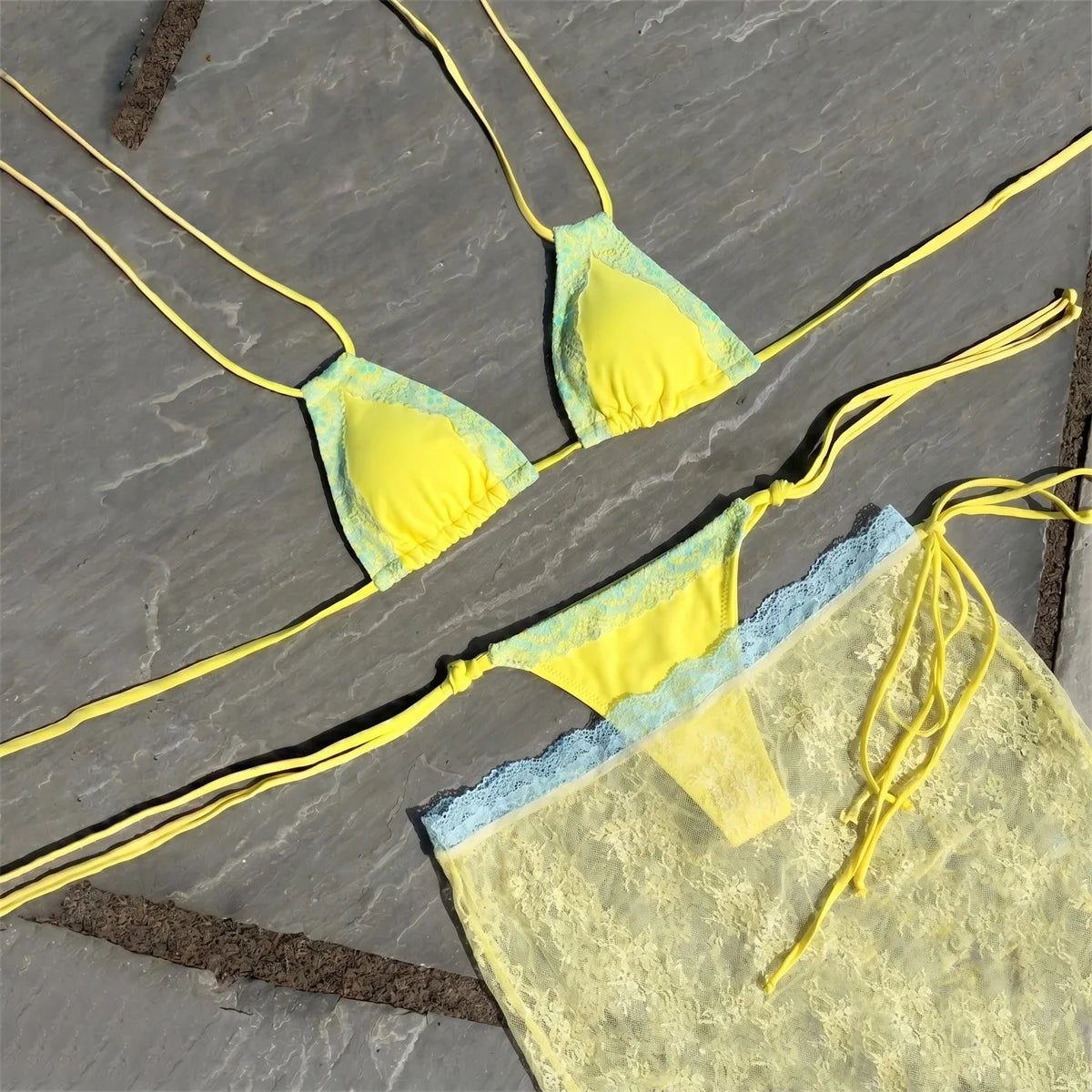 Lace 3Pcs Micro Bikini Set Sexy Women Swimsuit 2026 New Swimwear Female Push Up Swim Suit Bandeau Biquini Beachwear Bathingsuit