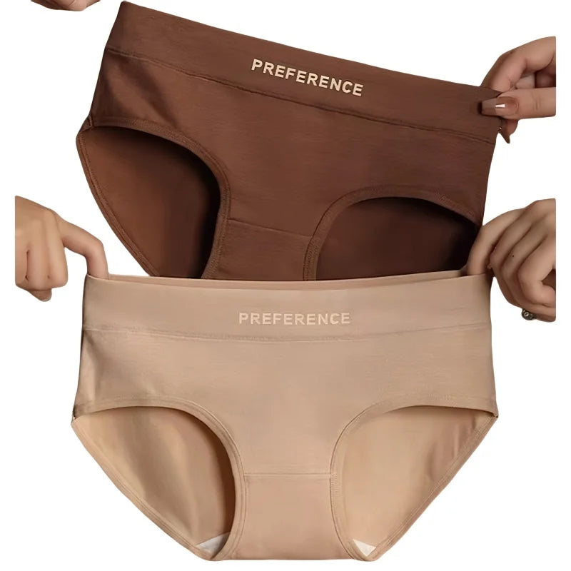 1-Pack Women Cotton Panties Mid Waist Briefs in Warm Tan Minimalist Breathable Intimates Ladies Underwear Size M-2XL