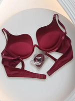 Women's Essentials Deep U Multi-Way Push Up Convertible Low Cut Plunge Bra Deep V Bra Wine