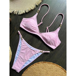 10 Colors V Neck Rhinestones Bikini Female Swimsuit Women Swimwear Padded Bather Bathing Suit Swim Two-pieces Bikini set K8138