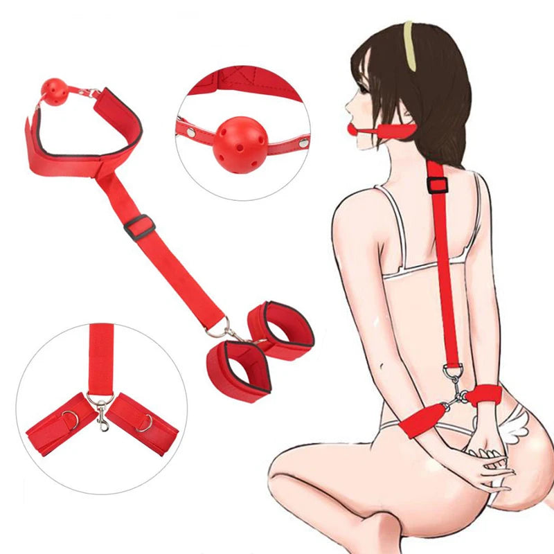 Cosplay Sex Leather Bondage Kit BDSM Restraints Fetish Erotic Sex Toys Couples Women Bandage Slave CollarsHandcuffs Adult Game