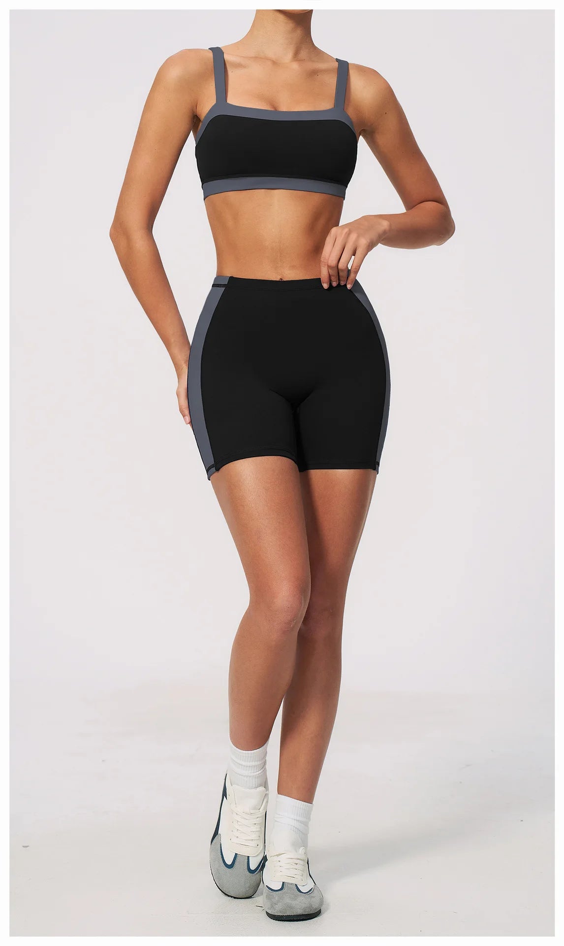 Summer Color Blocking Yoga Suit Women Shockproof Slim Sports Bra High Waist Hip Lift Shorts Gym Running Fitness Sets Tracksuit