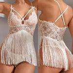 Sexy Women Night Dress Sleeveless Backless Porno Pajamas Floral Lace Erotic Nightwears+Thongs Sexy Short Transparent Dresses
