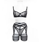 Toucheart Erotic Lingerie Comfortable Mesh Sexy Body Shaping Ultra-thin See-through Sexy Underwear Four-piece Set with Stockings