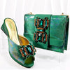 Doershow New Arrival Shoes and Bag Set African Sets 2024 green Nigerian Women Shoes and Matching Bags Set for wedding HAA1-8