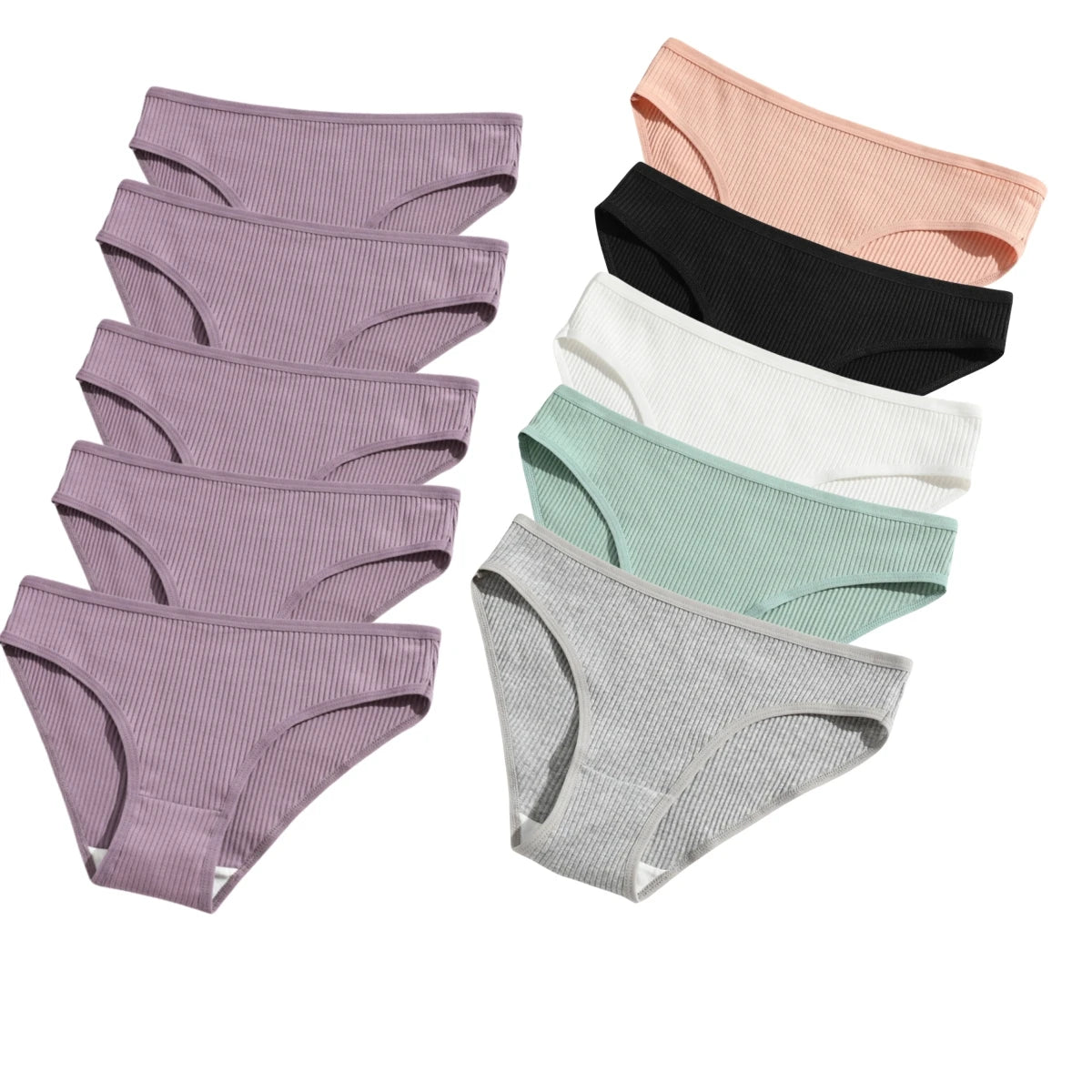 10Pcs/Set Women Cotton Briefs Breathable Panties Low Waist Briefs Sports Solid Soft Skin-Friendly Underwear Daily Wear S-XXL