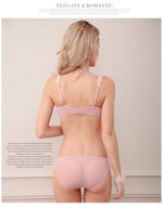 MOYISU Happy Sexy Big Breasts Show Small Underwear Women Small Breasts Summer Thin Bra French Pure Desire Lace Underwire Bra Set