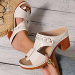 Summer Womens Low Wedge Sandals Thick Heel Fish Mouth Thick Sole Women's Slippers Fashionable Casual Leather Zapatillas De Mujer