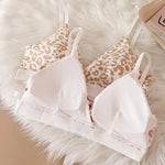 Women V-neck Bra And Panties Set Low Waist Panties Female Sexy Lingerie Set Leopard Print Cotton Bra Sport Underwear Set