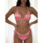 Printed Halter Bikini Female Swimsuit Women Swimwear Two-Pieces Bikini Set High Leg Cut Strappy Bather Bathing Suit Swim V8176