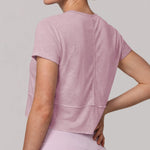 Quick Drying Pink Black Yoga T Shirts Women Short Sleeve O Neck Loose Fitness Tops Outdoor Lightweight Ruffles Short T-shirts