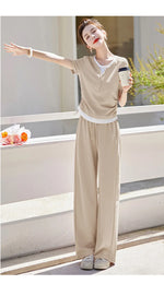 Knitted two-piece casual suit is loose and comfortable