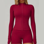 Yoga Shirts For Women Zipper Long Sleeve Fitness Jacket Running Gym Clothes Workout Dry Fit Breathable High Elastic Sports Top
