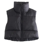 Women Winter Warm Crop Waistcoat Sleeveless Stand Collar Double Sided Lightweight Puffer Vest 2022 Streetwear