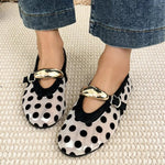 Korean Sle Polka Dot Me Breathable Flat Bot Mary Jane oes Women's Ballet Sle round Head Single oes Soft Bot