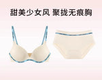Wireless Non Padded Bra Set for Small Bust Seamless Comfort Bralette & Briefs Pure Elegant Ladies Intimates Teen Girls Underwear