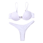 Women Push Up Two Piece Bikini Swimsuits Solid Color Bra Padded Swimwear Bathing Suit