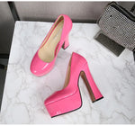 2022 New Model Catwalk Show 14CM High Heels Women's Banquet Party Round Toe Wear Single Shoes Large Size Women's Shoes 35-46