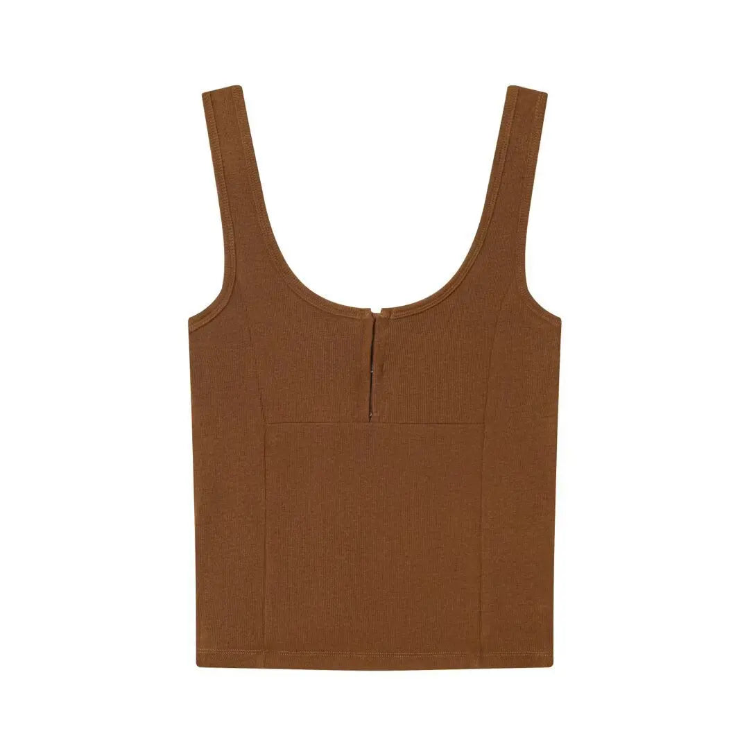 Women's Casual Fashion Strap Simple Versatile Round Neck Camisole Top Fashion Style Backless Deep V Sleeveless top elegant WBG2