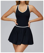 Women's Nude Yoga Clothes Beautiful Back and Slim Fit Two Anti Glare Dresses Outdoor Sports Running and Leisure Fitness Clothes