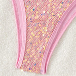 Pink Mesh Sequin Halter String Triangle Bikini Damen Micro Thong Sexy Swimsuit Women 2026 Bathing Suits Swimwear Bikinis Sets