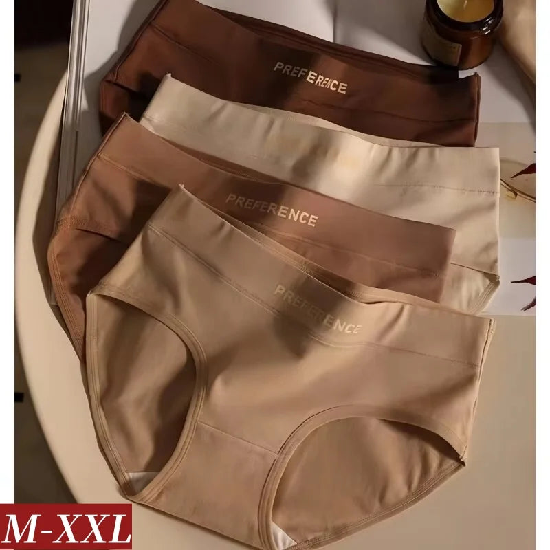1-Pack Women Cotton Panties Mid Waist Briefs in Warm Tan Minimalist Breathable Intimates Ladies Underwear Size M-2XL