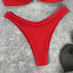 Sexy Wrinkled Bandeau Strapless Bikini Women Swimwear Female Swimsuit Two-Pieces Bikini Set Bather Bathing Suit Swim Lady V3367L