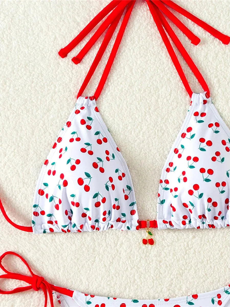 Strawberry Designer Bikini Women White Contrast Bikin Micro Swimsuit Two Pieces Bikini Set Brazilian Bathing Suit Thong Swimwear