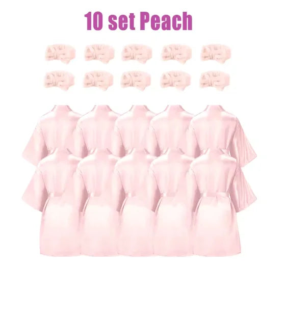 6-18Set Spa Party Robes for Girls Spa Gowns for Girls Spa Supplies Kimono Satin Robe Sleepover Pajamas Party Birthday Slumber