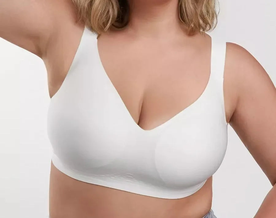Women's Soft Support Seamless Wire-Free Bra Deep V Thin Bra Push-up Full Cup Comfortable Breathable Solid Color Bra sostén