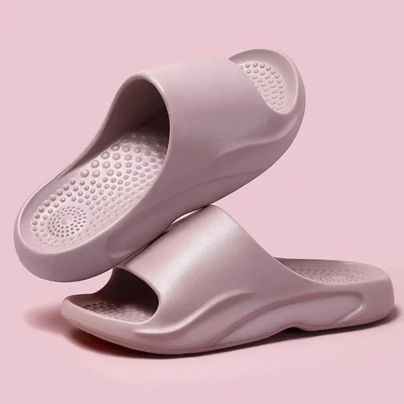 Non-Slip Shower Slippers Women Men Comfortable Soft Sole Couple Slippers Summer 2025 Lightweight Flat Heel Bathroom Slides