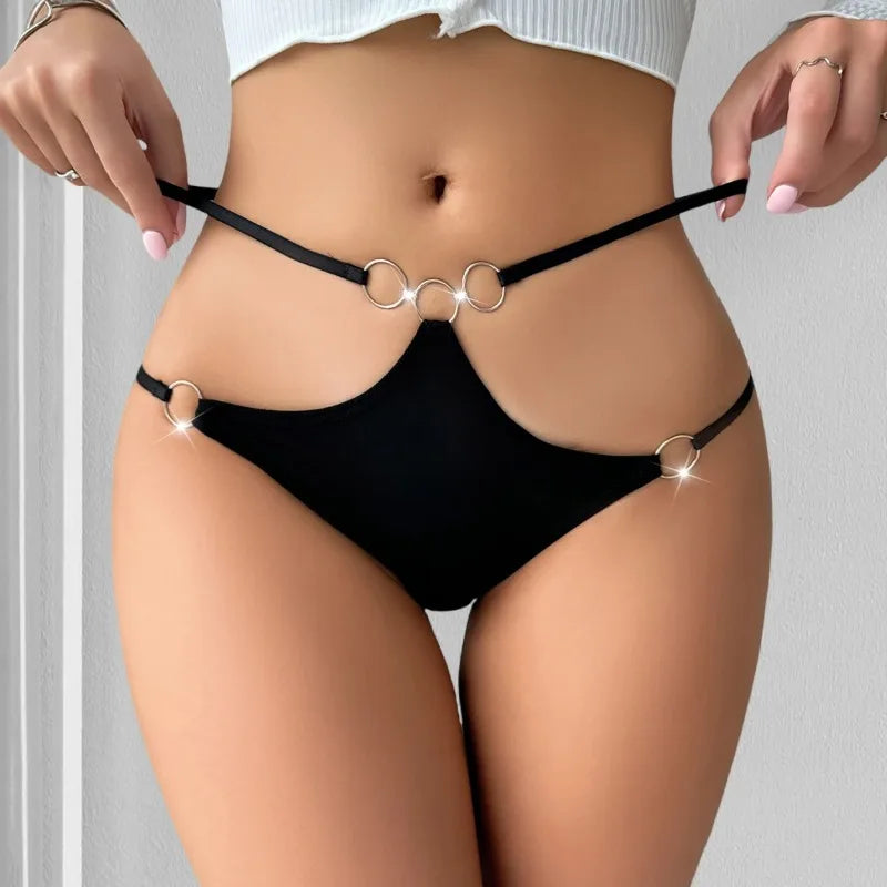 1pcs Low Waist Sexy Women Panties Fashion Style Hot Sale Female Underwear Breathable Sexy Lingerie Ring Decor Erotic Lady Briefs