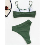 New Sexy Wrinkled Padded Female Swimsuit High Waist Bikini Women Swimwear Two-pieces Bikini Set Bather Bathing Suit Swim V3191
