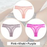 3Pcs/set Lace Thongs Women Floral G-string Underwear Trendy Letter T-Back Underpants Sexy Low Waist Bikini Panties Ladies Panty