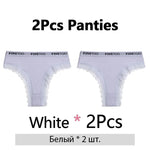 FINETOO 2Pcs/Set Women Cotton Brazilian Panties Plus Size M-2XL Lingerie Sexy Lace Underwear Low Rise Girls Intimates Underpants