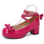 Big Size 50 Sweet Purple Mary Janes Pumps Cute Blue Bow Knot Block Heels Shoes Women White Lovely Lolita Pink y2k Platform Shoes