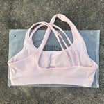 Solid Color Women Fitness Sport Bra Top High Strength Cross Shoulder Strap Gym Underwear Shockproof Tight Workout With Chest Pad