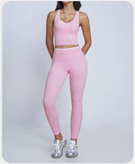 Tight Naked Yoga Shorts Suit Women Double Strap Sports Bra High Waist Flare Leggings Fitness Suit Gym Running Workout Clothes