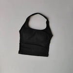 Seamless Halter Neck Yoga Tank Tops for Women Built-in Bra Padded Gym Top Sleeveless Shirt Fitted Backless Workout Clothes