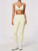 New Yoga Suit Women Color Blocked V-neck I Shape Sports Bra Fitness Clothes Summer Tight Running High Waist Leggings Tracksuit