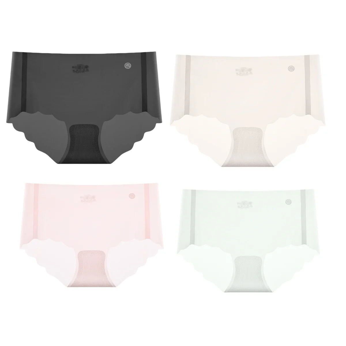 4Pcs/Set Women Low Rise Ice Silk Brief Underwear Sheer Cooling Panties Scalloped Edge Low Waist Daily Underpants Intimates M-XL