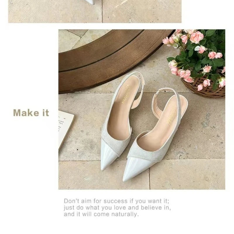 French High Heels Pink Toe Sandals Fairy Shoes 2026 Spring and Summer Stitching Skirt Pointed Shoes Single Shoes