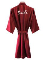 Bride Robe Women Burgundy Robe Satin Silk Robes Wedding Bridal Bridesmaid Robes Bathrobe Sleepwear Silk Dress