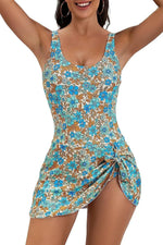 Women's Bathing Suits Two Pieces Floral Print Tankini Set Women Swimsuit Dress Summer Sexy Beach Wear Vintage Swimwear Female