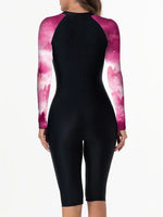 2026 Zipper Rushguard Long Sleeve Surfing Swimsuit Women One Piece Tie Dye Swimwear Female Bather Bathing Swimming Swim Suit XXL