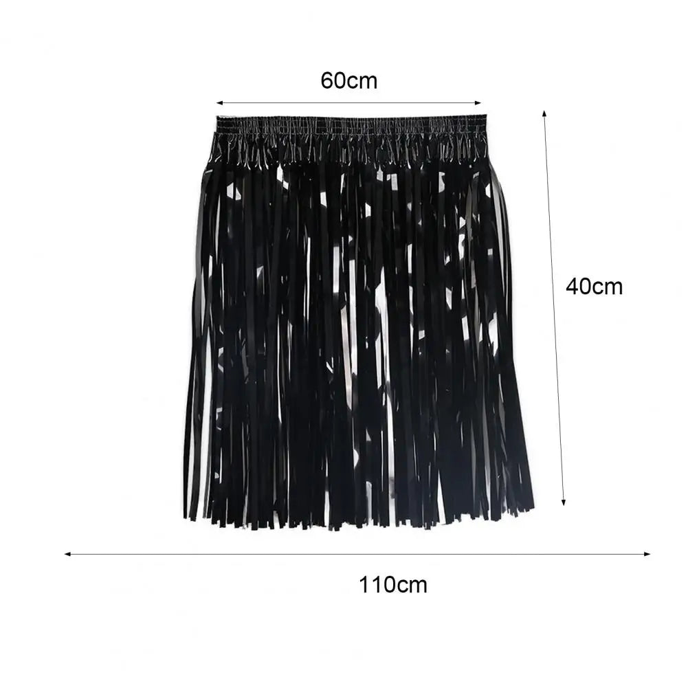 Bright Colors Beach Dance Skirt Hawaii Skirt Elastic Mid-rise Adults Kids Mini Skirt Rain Fringe Tassels Adjustable Curtain