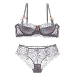 MOYISU French Romance Breathable and Comfortable Breathable Sexy Lace Not Empty Cup Bra Set Pure Desire Girl Super Beautiful